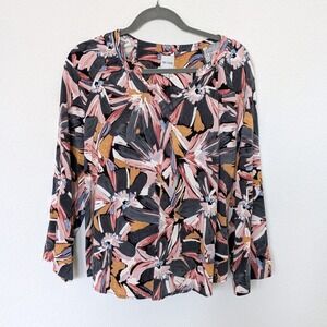 NIC+ZOE Womens Zenergized Live-In Top Floral 3/4 Sleeve Boho Size L